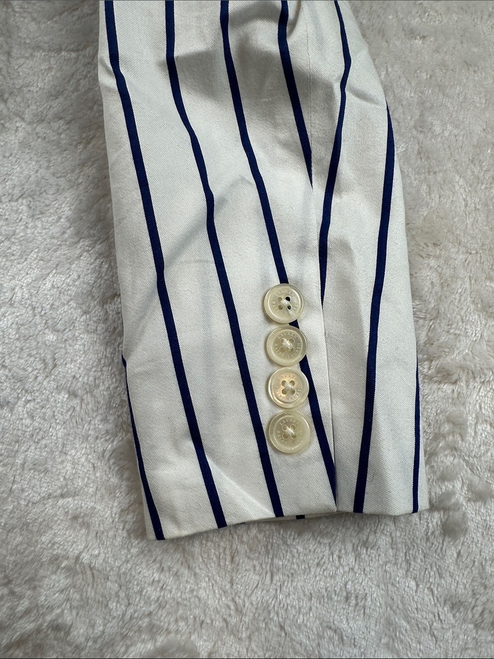 Lauren Ralph Lauren Cotton Silk White Blue Striped Blazer Jacket Women’s 4P - Picture 8 of 11